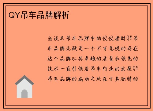 QY吊车品牌解析