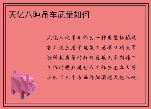 天亿八吨吊车质量如何