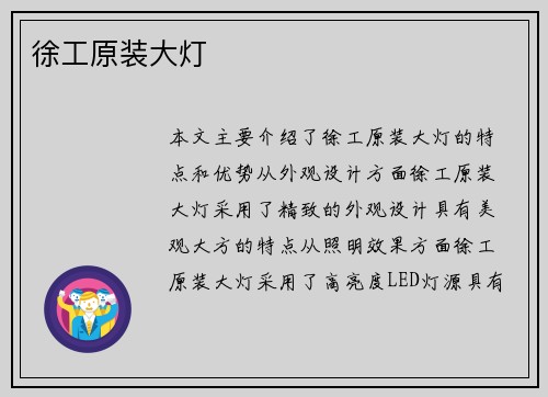 徐工原装大灯